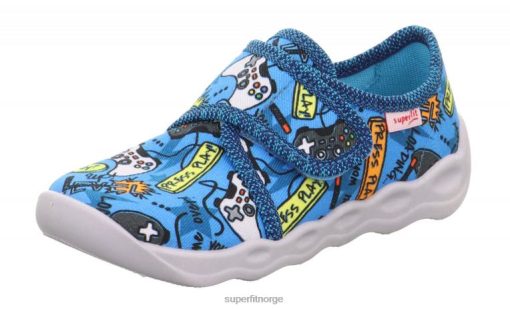 Superfit Norge 006JJ27 turkis/flerfarget | Superfit boble - tøffel med borrelås