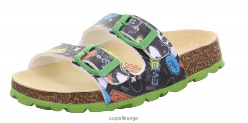Superfit Norge 006JJ549 svart/flerfarget | Superfit fussbett pantoffel - tøfler med spenne